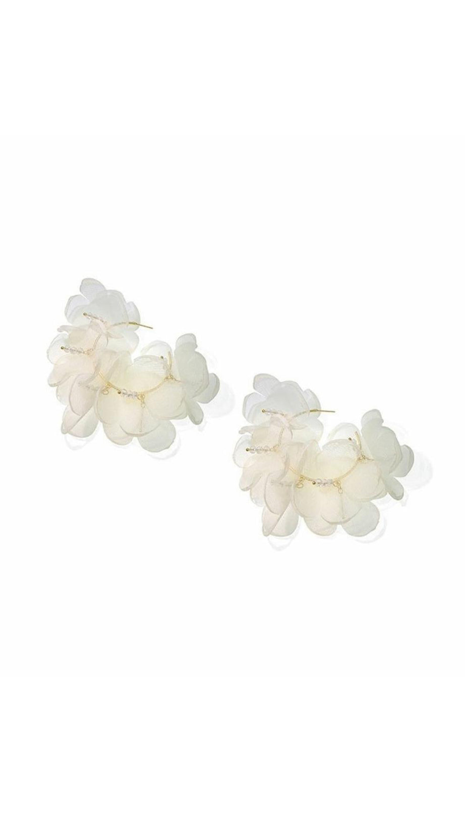 AMERIGO DELICATE WHITE WATER LILY HOOP EARRINGS