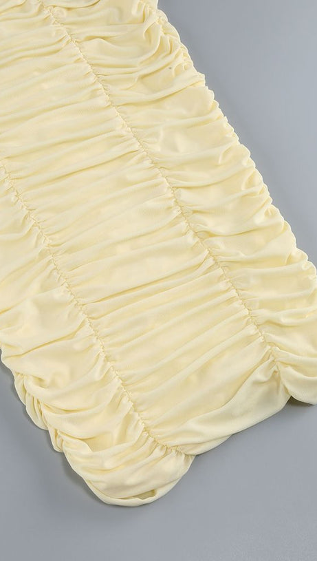 AMELIA SLEEVELESS FLOWER BLOOM MIDI DRESS IN LIGHT YELLOW