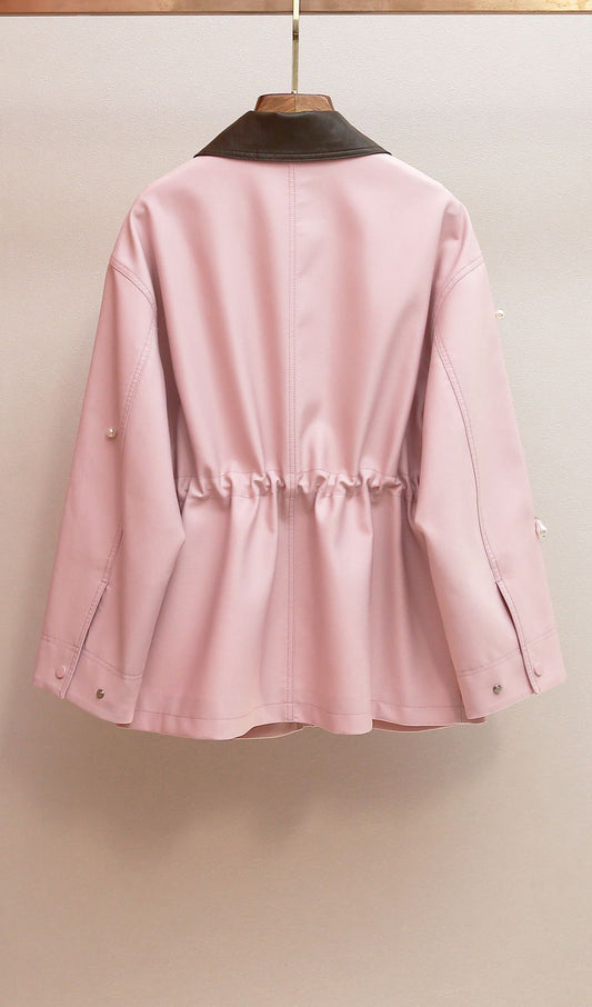 AIIZIE CHIC PINK PEARL EMBELLISHED UTILITY JACKET - HARITA COLLECTION - product image