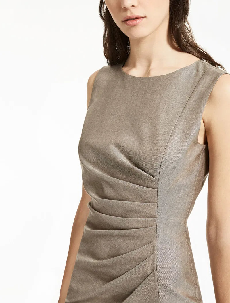 WOOL SILK RUCHED MINI DRESS