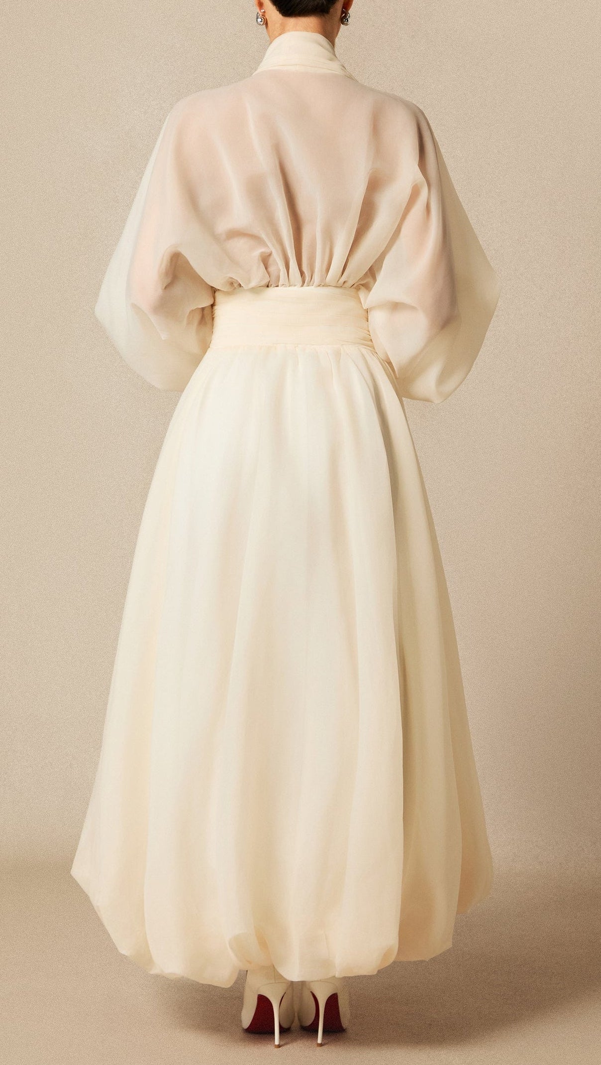 Lilly Deep V Neck Puff Sleeve Maxi Dress