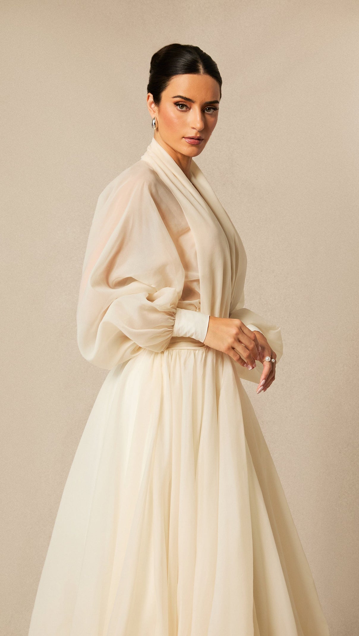 Lilly Deep V Neck Puff Sleeve Maxi Dress