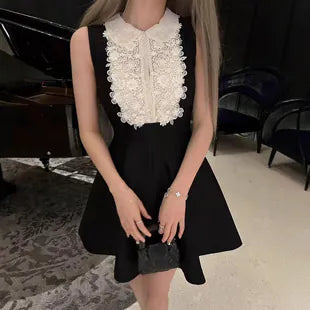 DARAY BLACK LACE SLEEVELESS MINI DRESS