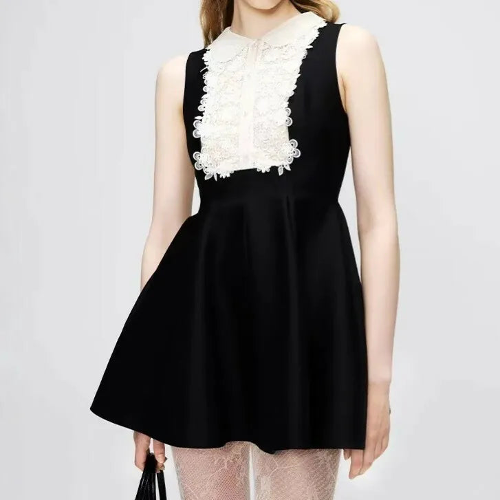 DARAY BLACK LACE SLEEVELESS MINI DRESS