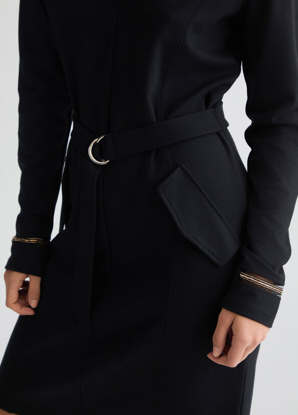 MINI ABITO NERO CON SCOLLO A V A COSTINE