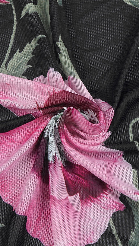 TRÄGERLOSES, DRAPIERTES MINIKLEID MIT BLUMENDRUCK