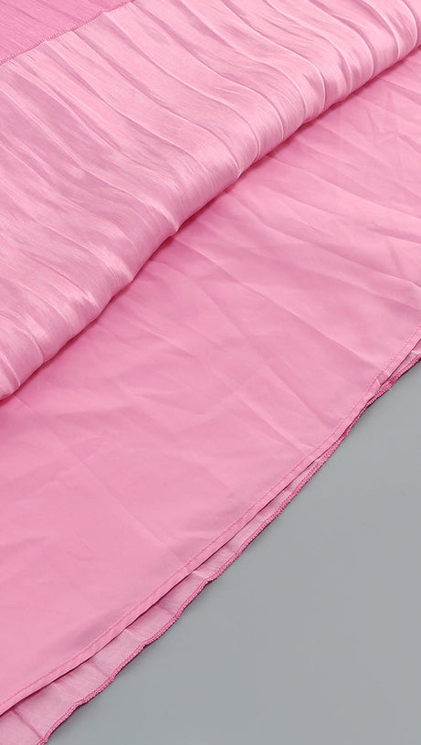 MANDY SLIT SLEEVE RUCHED MAXI DRESS IN ROSE PINK