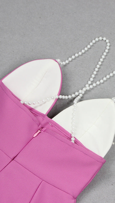 Jovanna Lavender Pearl & 3D Rose Mini Dress - Chic Party Glamour