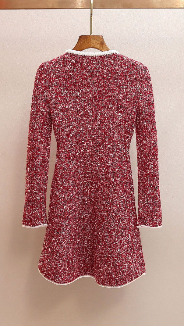 AIIZIE Jones Scarlet Tweed Mini Dress: Chic & Sparkling Statement Piece - product image