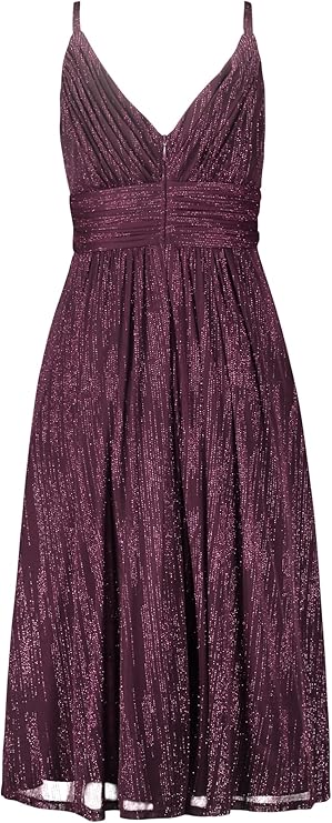 Cocktail-Midikleid mit V-Ausschnitt in Bordeaux