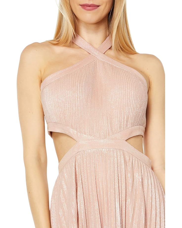AIIZIE NANCY HALTER CUTOUT PLEATED GOWN IN PALE PINK - product image