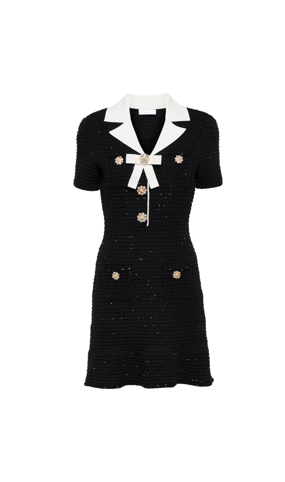 SCHWARZES MINIKLEID MIT STRICKSCHLEIFE 