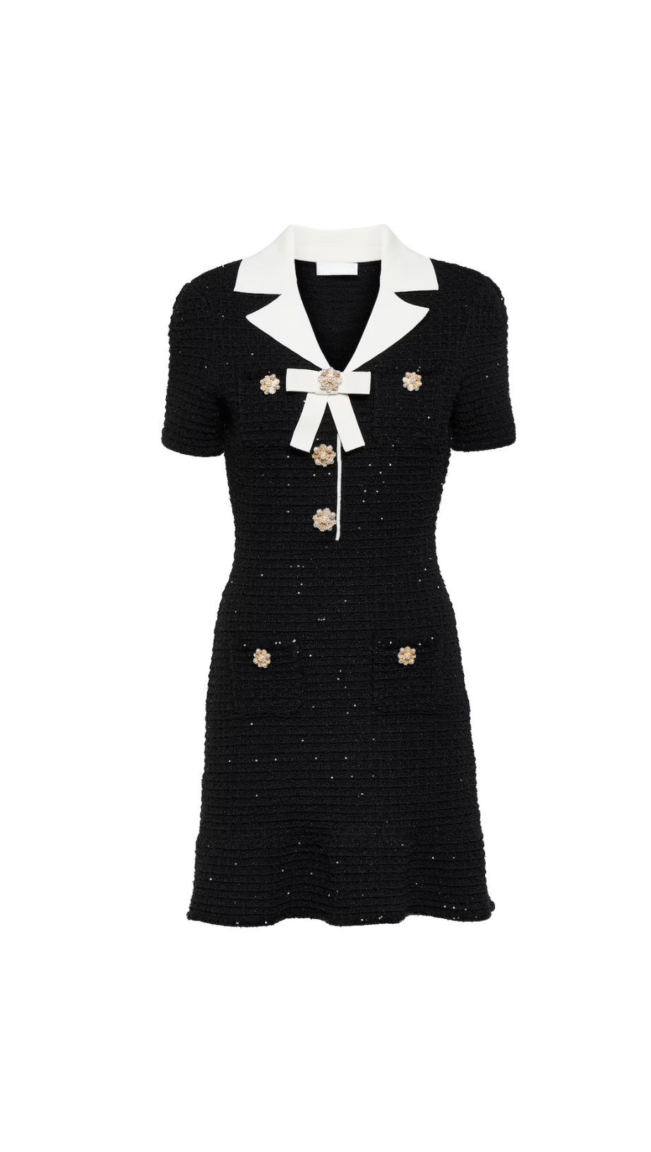 BLACK KNIT BOW MINI DRESS