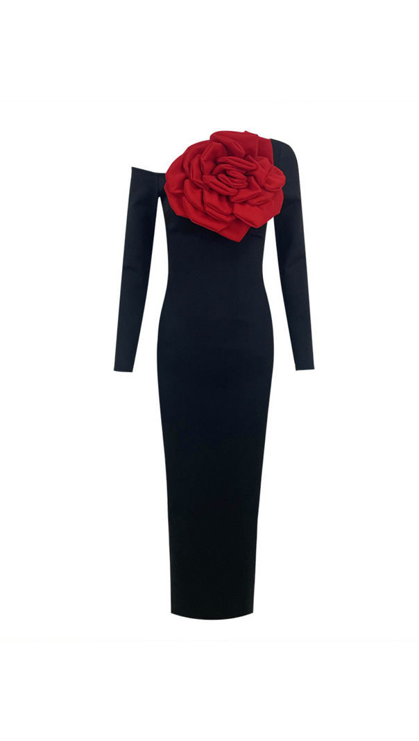 AIIZIE OFF SHOULDERS MAXI DRESS WITH ROSE - product image