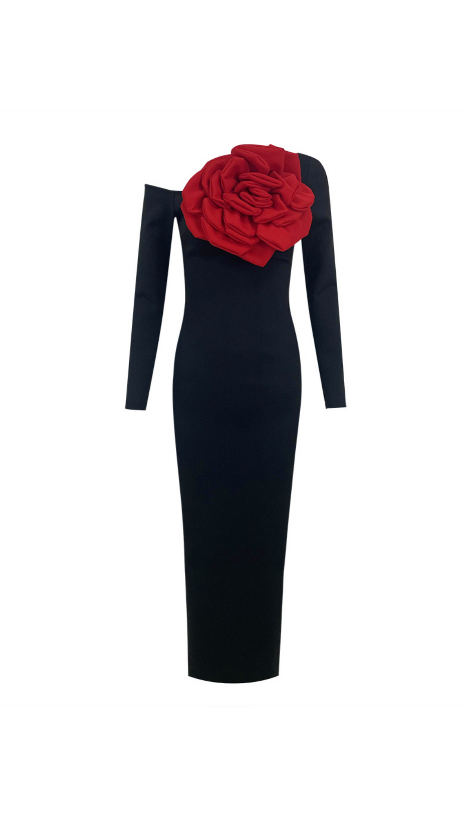 OFF SHOULDERS MAXI DRESS WITH ROSE