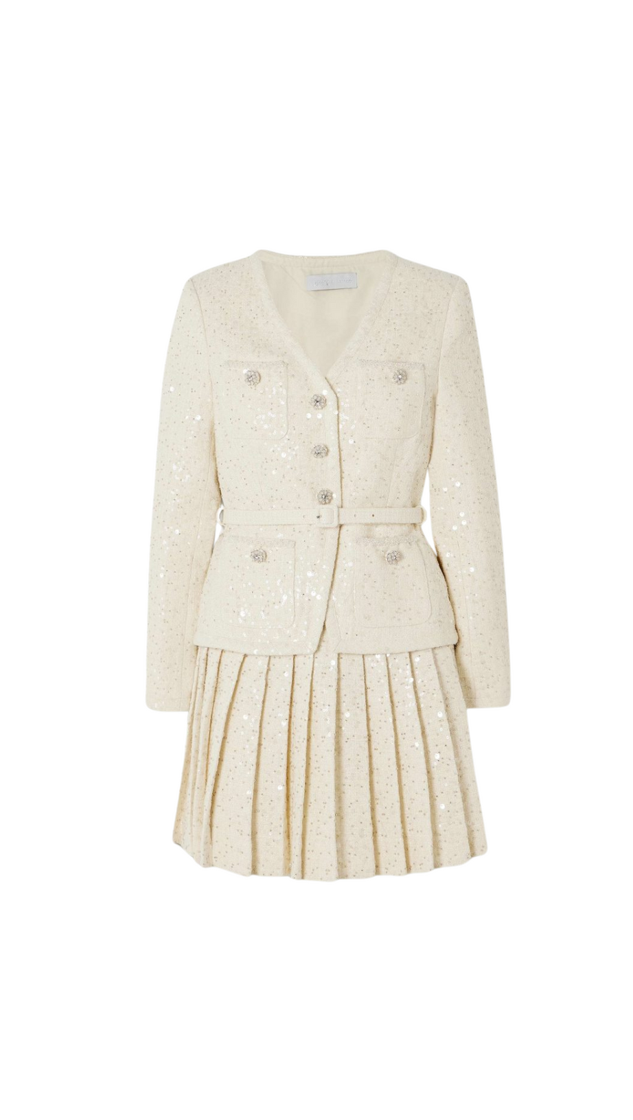 CREAM SEQUIN BOUCLE TAILORED MINI DRESS