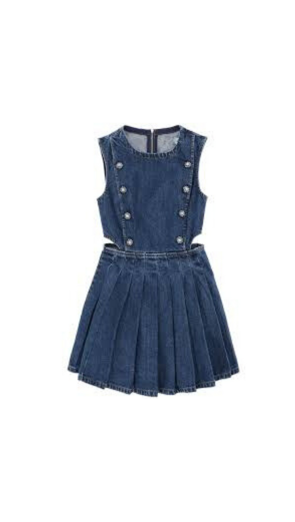AIIZIE BLUE DENIM CUT-OUT MINI DRESS - product image