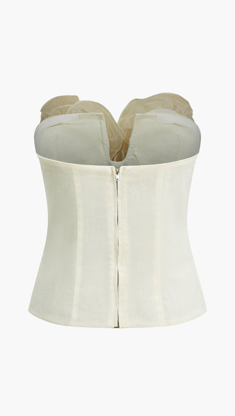 Trägerloses Tube-Top mit 3D-Blumenmuster 