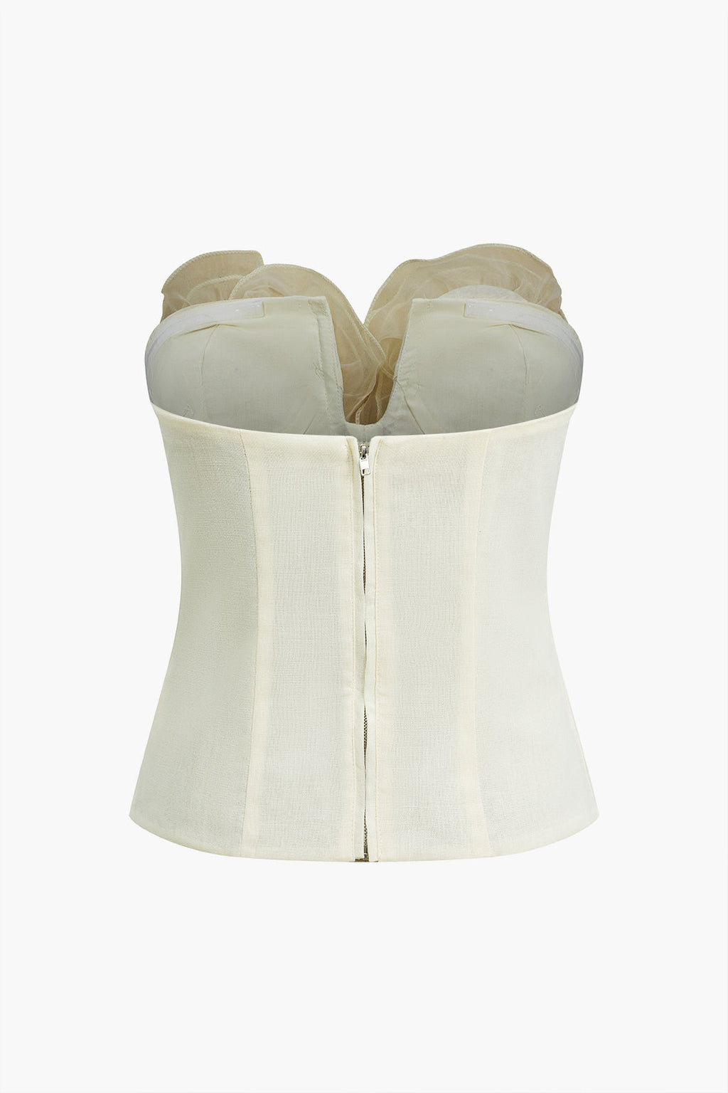 TOP A TUBO SENZA SPALLINE CON FIORI 3D