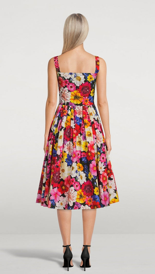 AIIZIE COTTON POPLIN MIDI DRESS IN GARDEN PRINT - product image