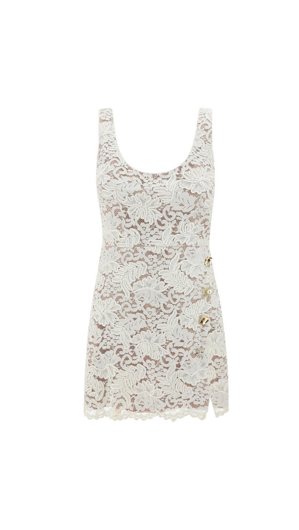 AIIZIE CREAM CORD LACE MINI DRESS - product image