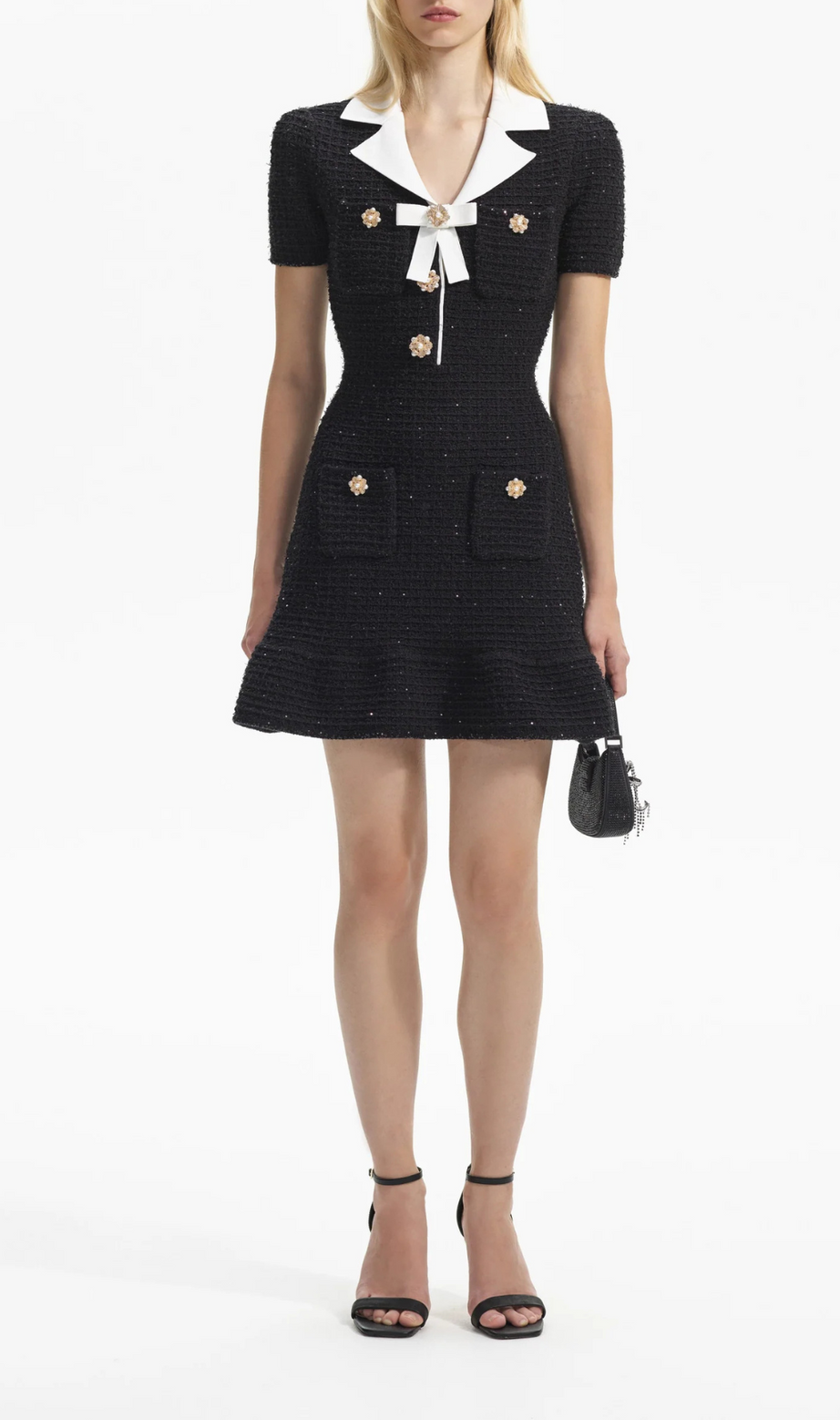 BLACK KNIT BOW MINI DRESS – AIIZIE