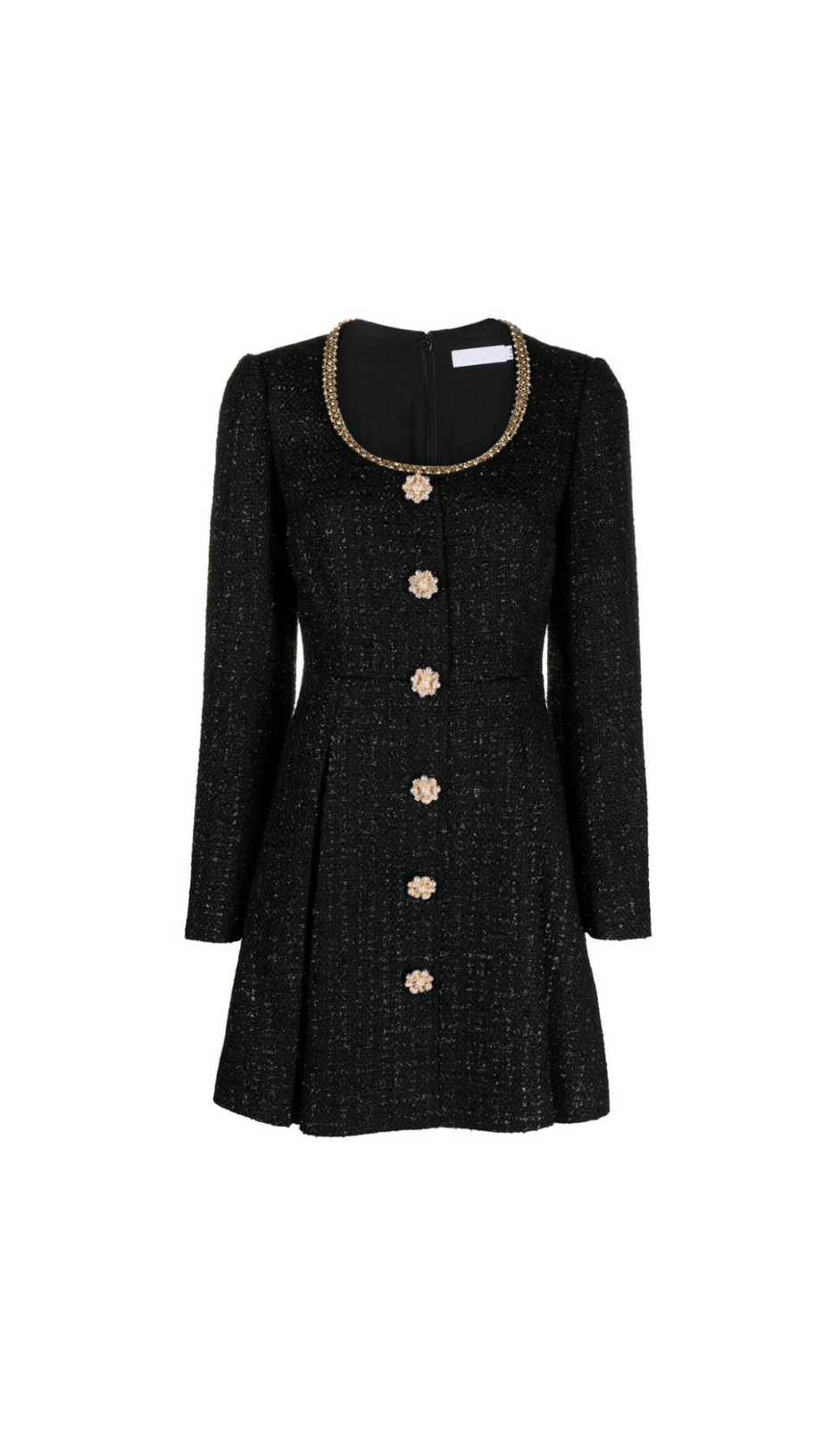 BLACK BOUCLE MINI DRESS