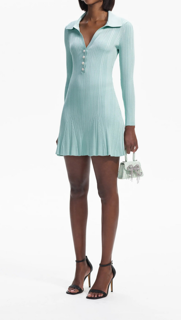 AIIZIE MINT STITCH KNIT SKATER MINI DRESS - product image