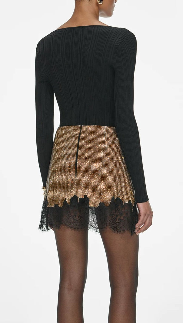 AIIZIE Janeth Diamond Lace Mini Skirt - Dazzling Sparkle & Chic for Nights Out - product image