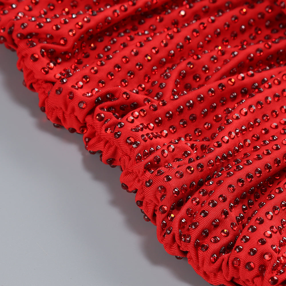 AIIZIE SLINKY MESH LONG SLEEVE MAXI DRESS IN RUBY - product image