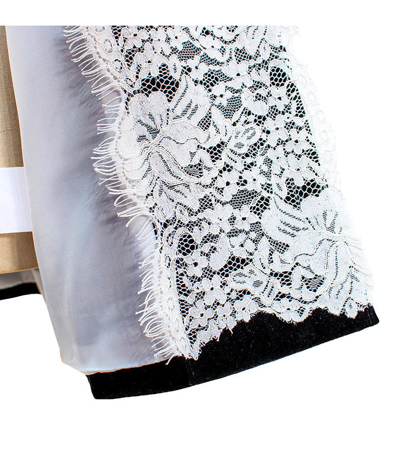 AIIZIE LACE-NECK VELVET BLAZER IN BLACK - product image
