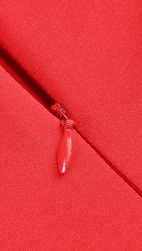 OFF-SHOULDER FLOWER EMBELLISHED GATHERED MAXI DRESS IN RED