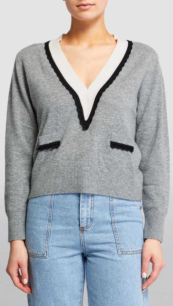 AIIZIE TWO TONE TRIM SWEATER - product image