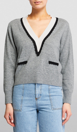 TWO TONE TRIM SWEATER