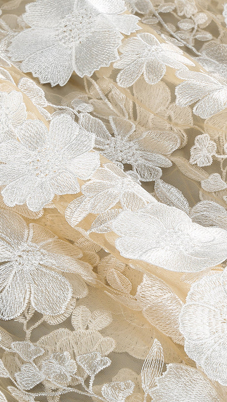 APPHIA FLORAL EMBROIDERED SLEEVELESS TULLE MAXI DRESS