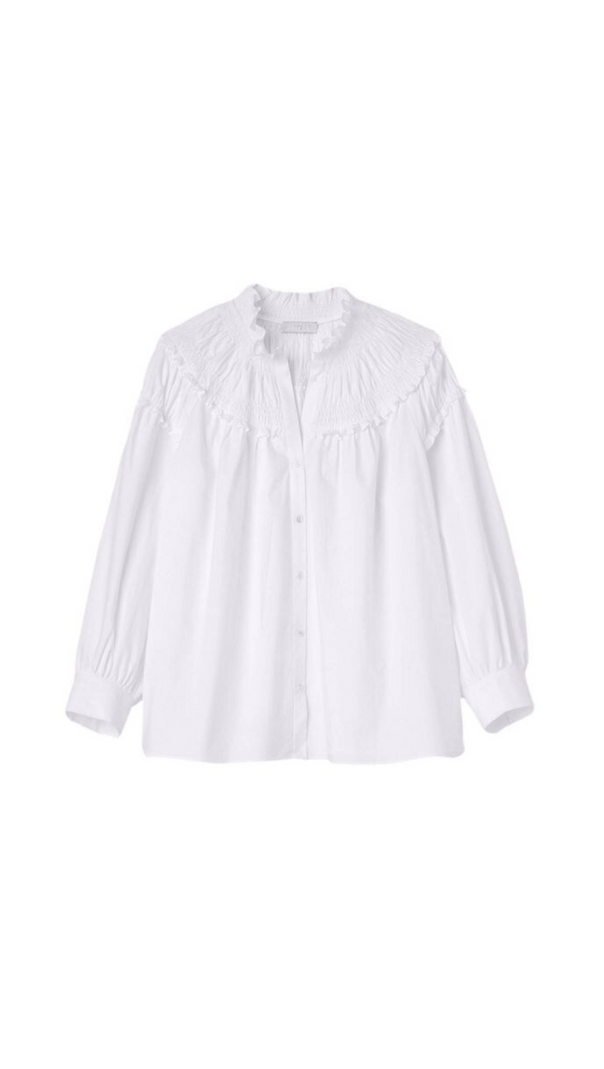 AIIZIE COTTON SMOCKED RUFFLE BLOUSE - product image