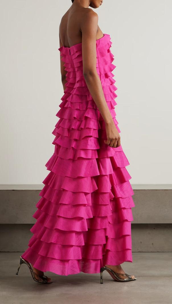 AIIZIE STACEY STRAPLESS LAYERED MAXI DRESS IN PINK - product image