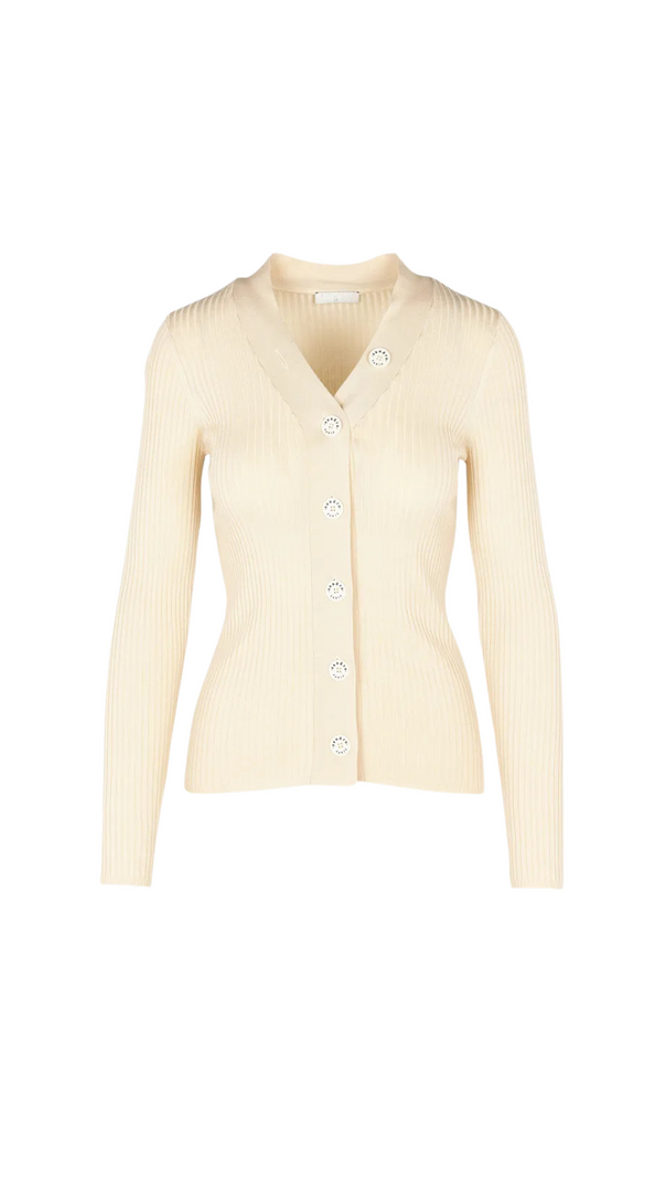 AIIZIE SPREAD COLLAR RIBBED CARDIGAN - product image