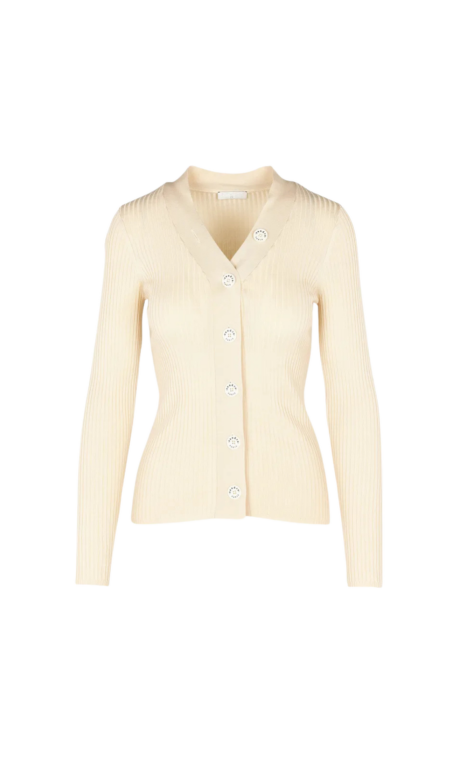 Gerippter Cardigan mit breitem Kragen 