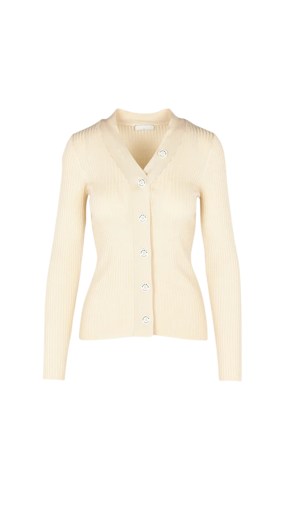 CARDIGAN A COSTINE CON COLLO ALLARGATO 