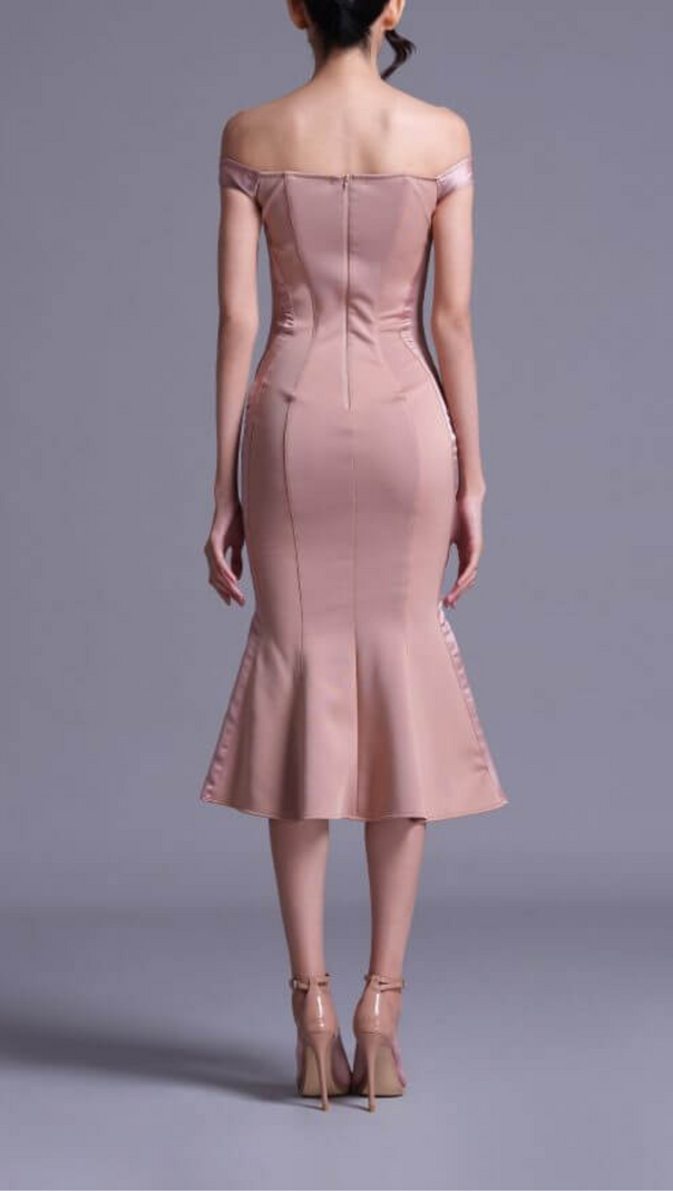 AIIZIE POLYESTER SPANDEX SATIN MIDI DRESS - product image