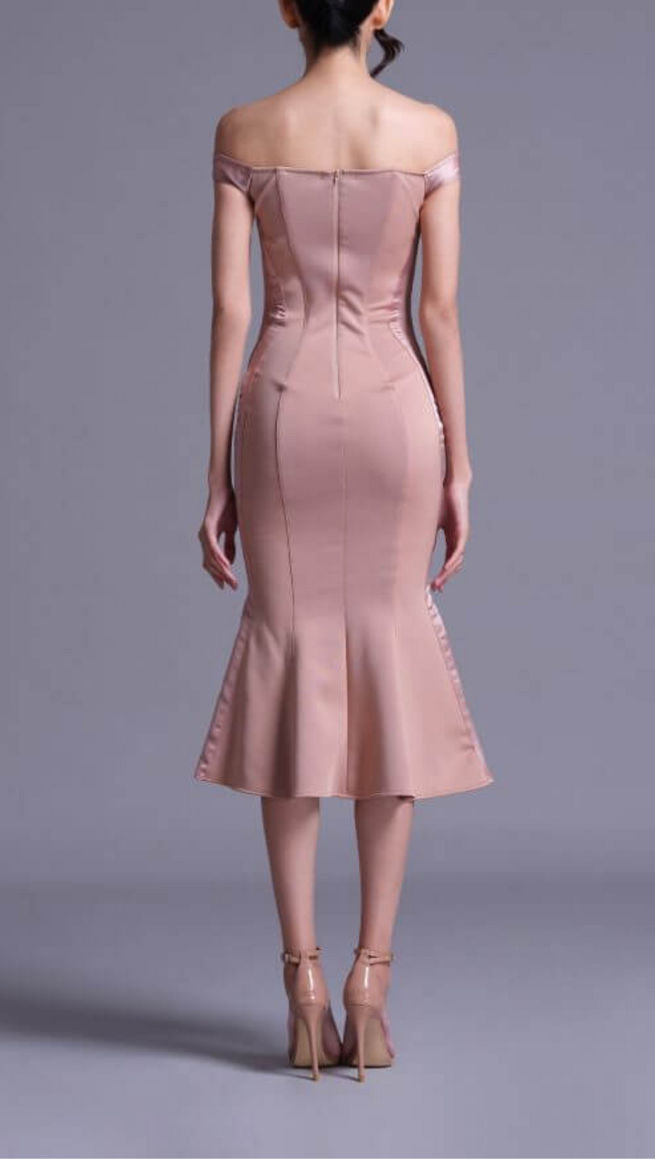 ABITO MIDI IN RASO DI POLIESTERE E SPANDEX