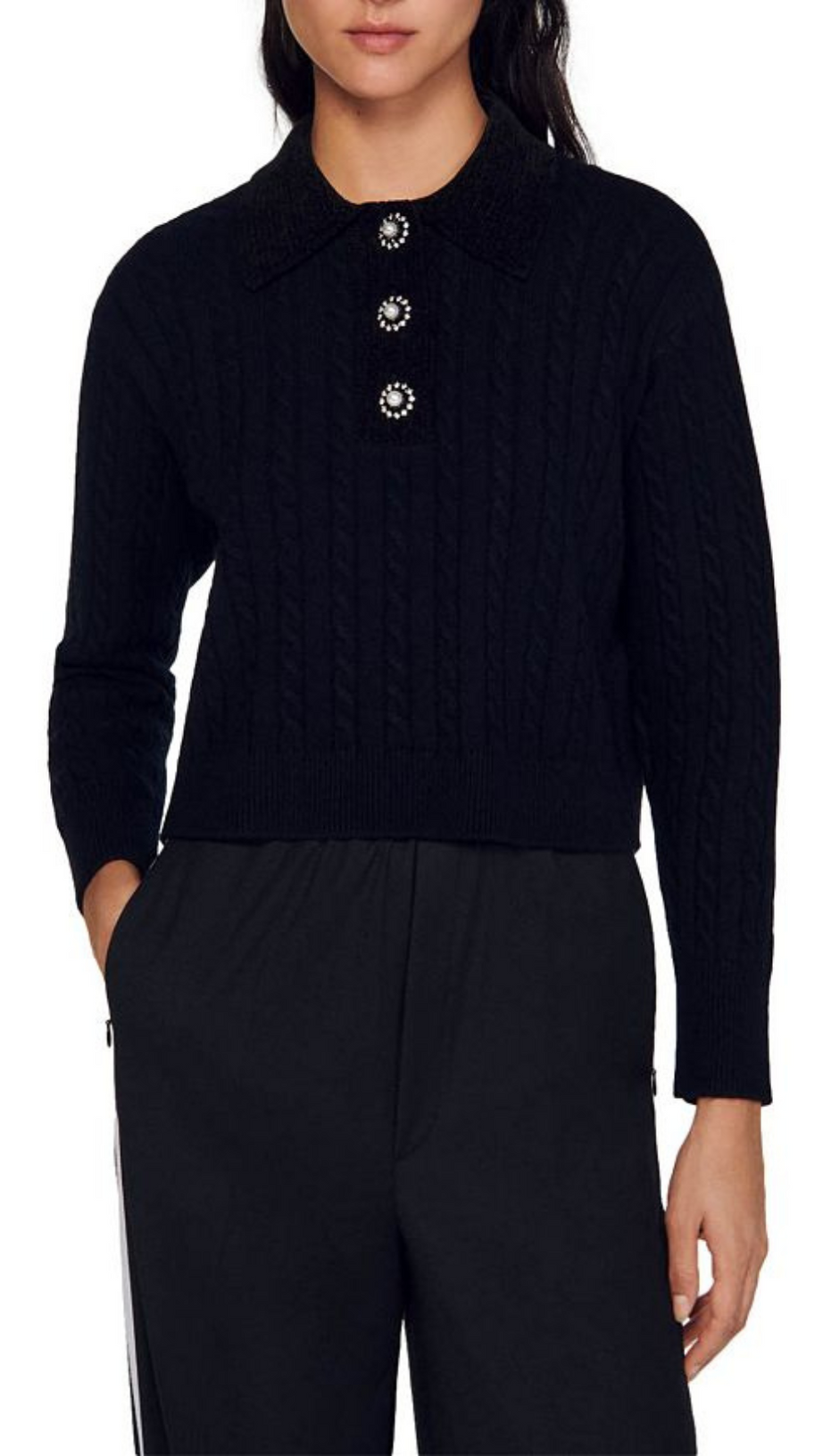 CABLE KNIT POLO NECK JUMPER
