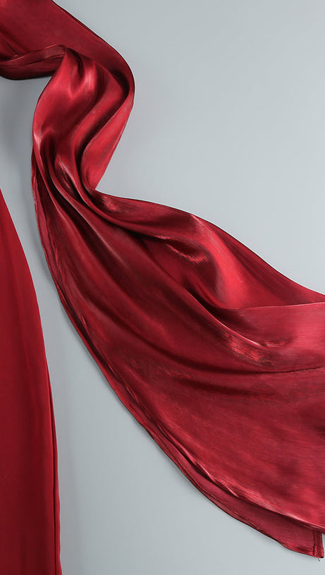 MARCIA TRUMPET SLIT SLEEVE BODYCON MAXI DRESS IN RED