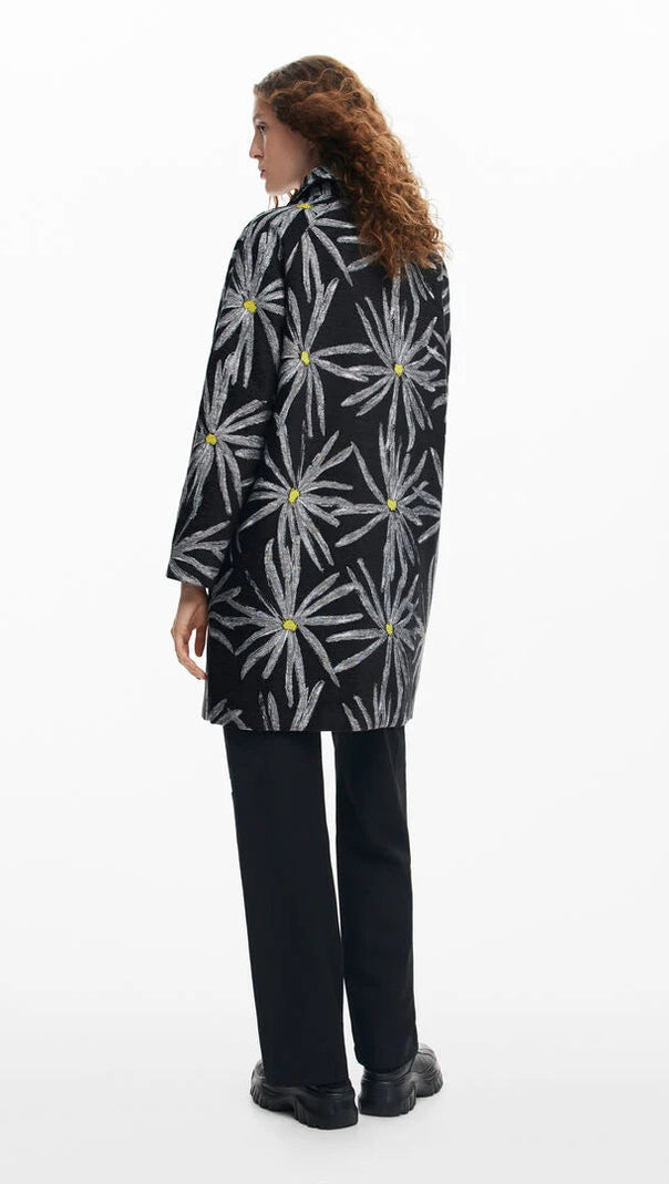 AIIZIE DAISY PRINT COAT IN BLACK - product image