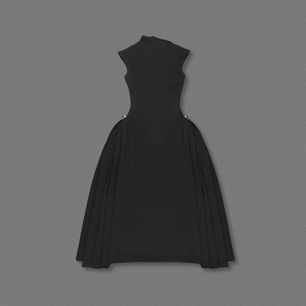 Skater-Maxikleid Schwarz 