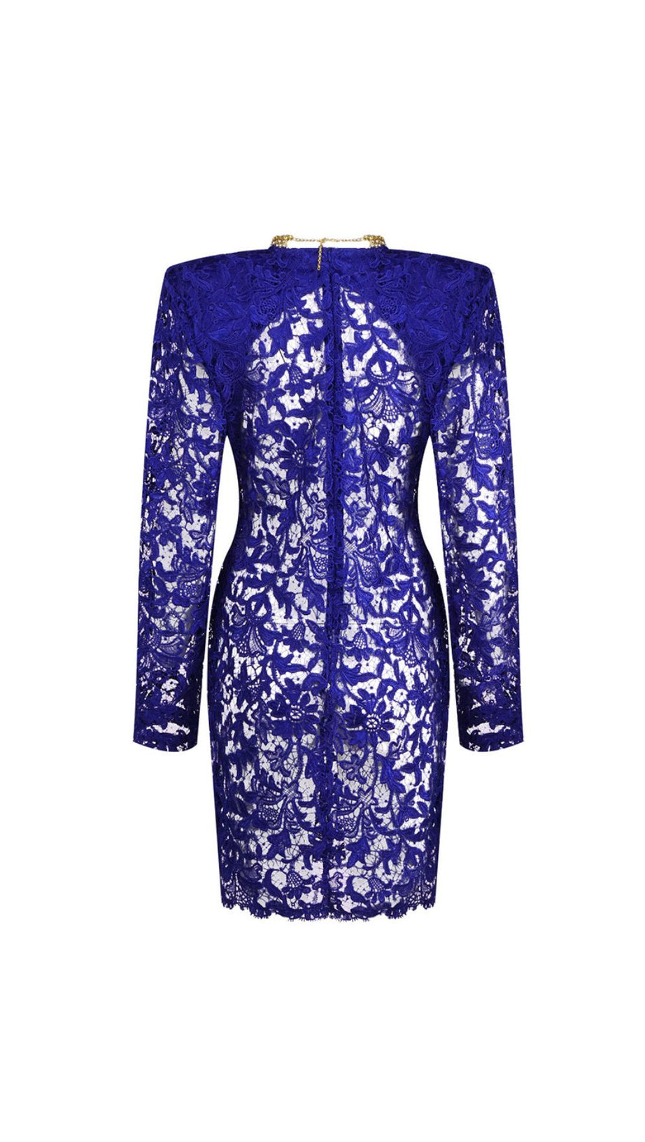 HERMIA ROYAL BLUE LACE LONG SLEEVE MINI DRESS - CHIC & VERSATILE FOR WOMEN