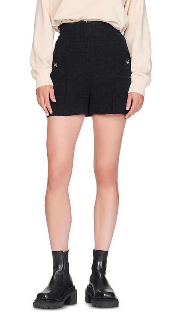 AIIZIE CADAQUES TWEED SHORTS IN BLACK - product image