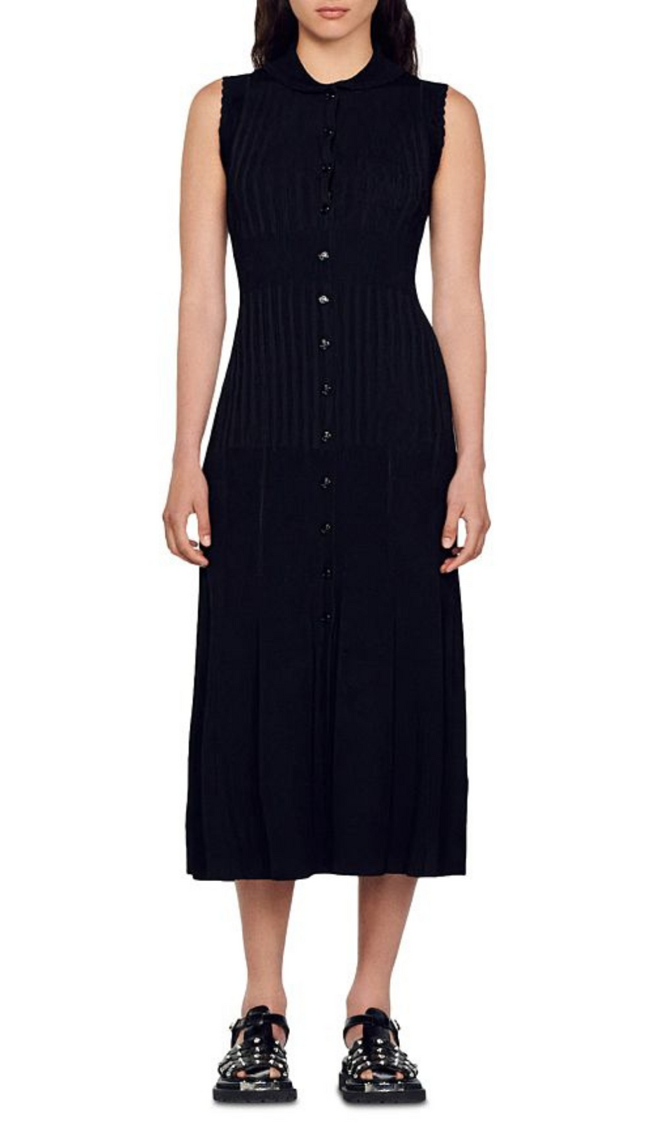 ABITO LUNGO SENZA MANICHE IN MAGLIA A COSTINE 