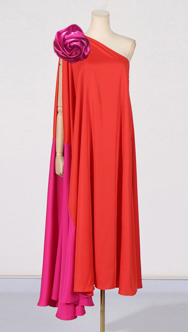 AIIZIE Jaslene Vibrant One-Shoulder Maxi Dress | Bold Floral Statement Gown - product image